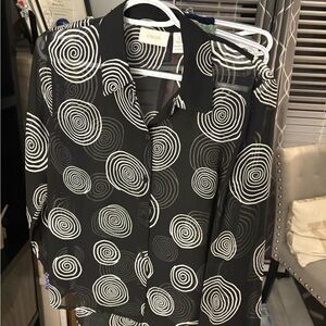 Black and White Swirl Pattern Sheer Blouse
